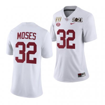 Women's Alabama Crimson Tide #32 Dylan Moses 3X CFP National Championship White NCAA Limited College Football Jersey 2403YOTU4